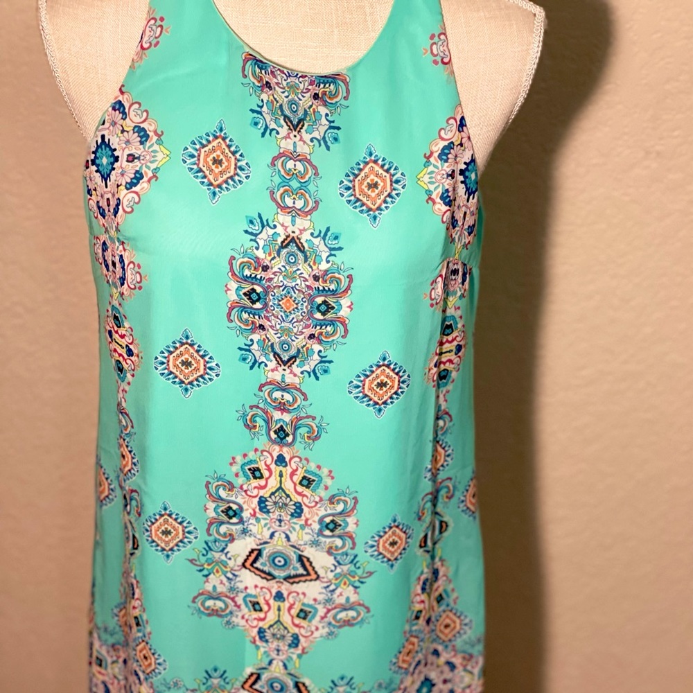 Teal Geometric pattern Dress